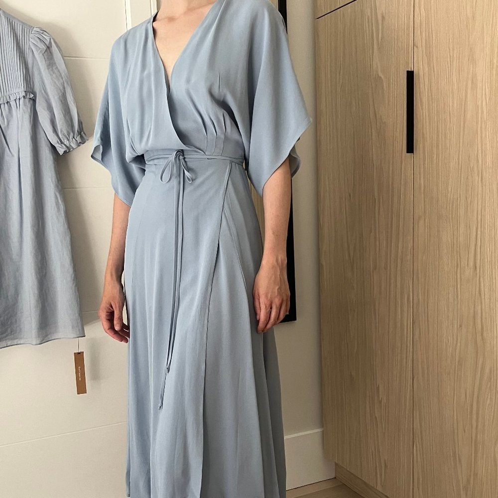 NWOT Reformation pastel-blue wrap dress